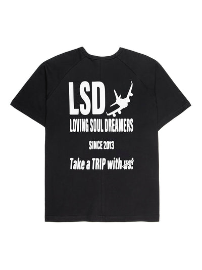 Μαύρο T-shirt Travel Agency, πίσω όψη με τη στάμπα