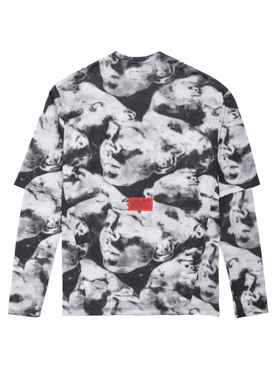 Černo-bílé tričko s dlouhým rukávem Camo Black, pohled zezadu