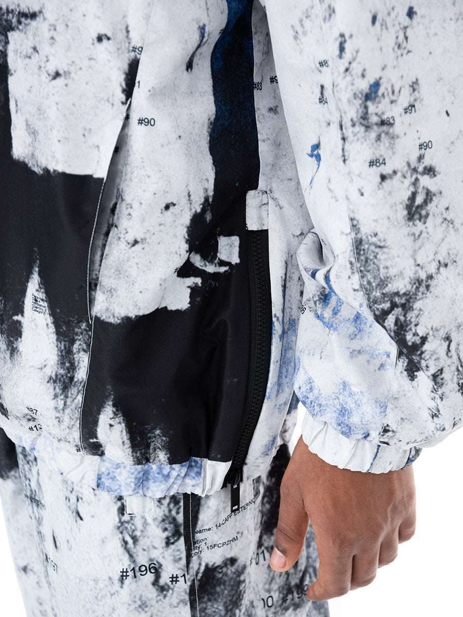 Anorak bianco Rugged, dettaglio della zip laterale