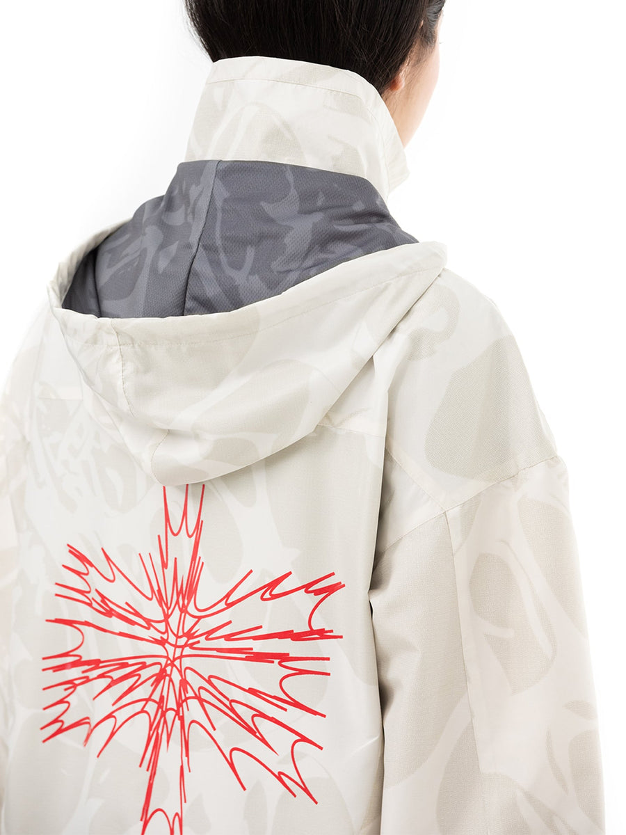 Anorak avorio Strand Ivory, dettaglio della stampa sul retro