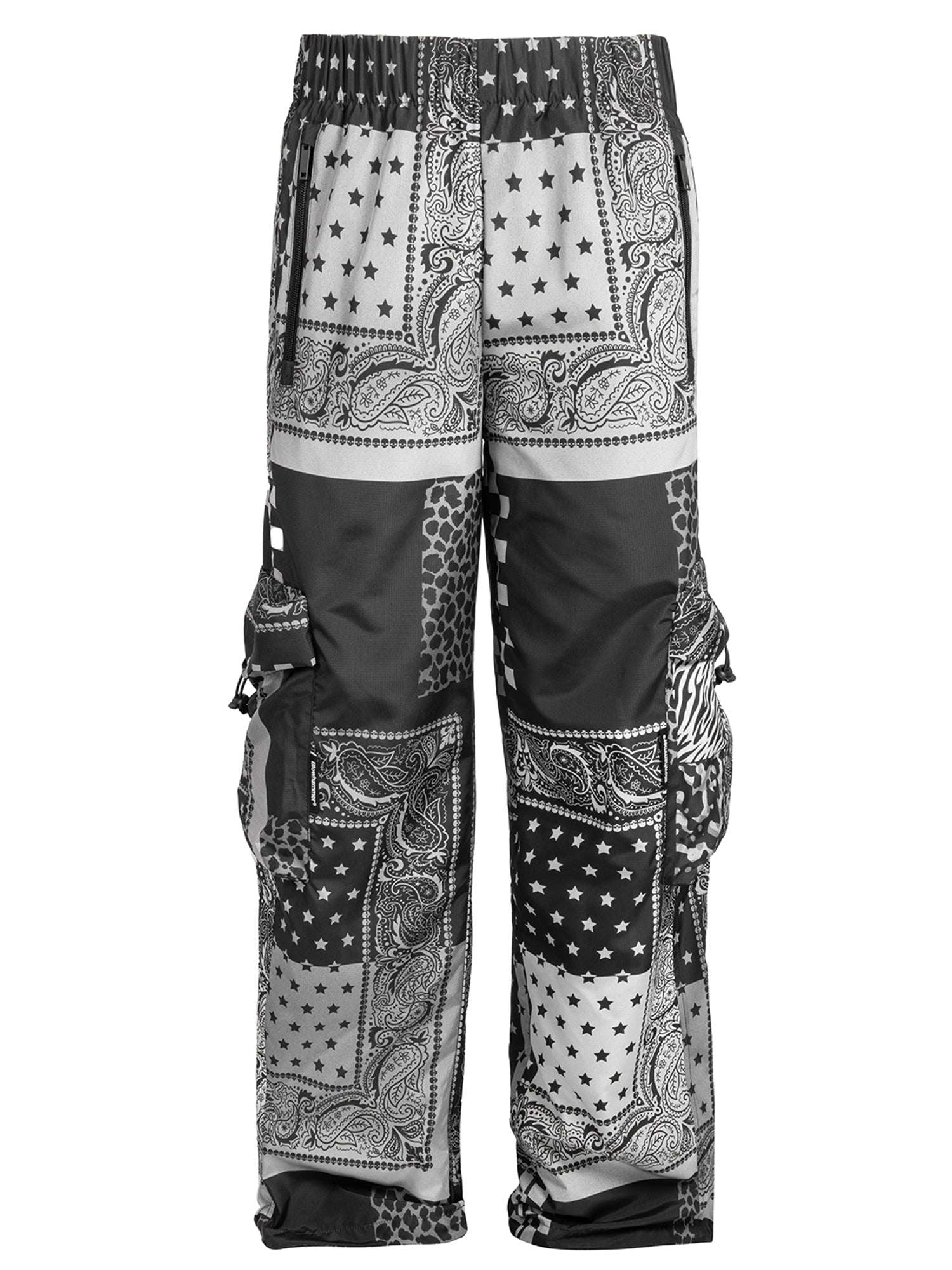Pantalon cargo noir et blanc Romanticbandana, vue de face