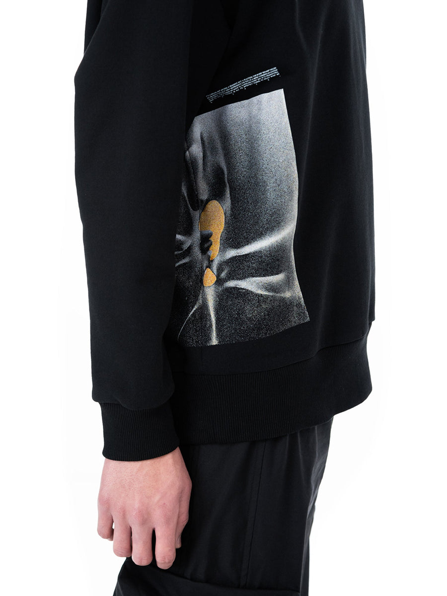 Sweat col rond noir Core, détail de l'imprimé