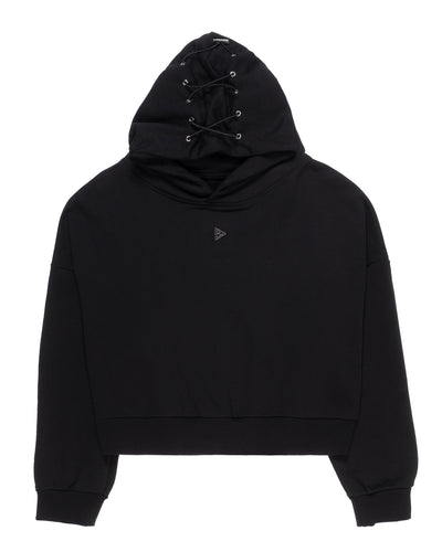 MINIMAL Black Felpa Cappuccio Boxy
