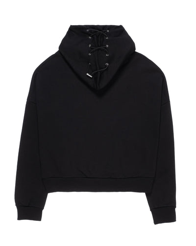 MINIMAL Black Felpa Cappuccio Boxy