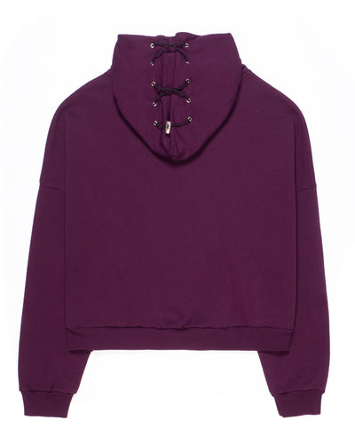 MINIMAL Purple Felpa Cappuccio Boxy