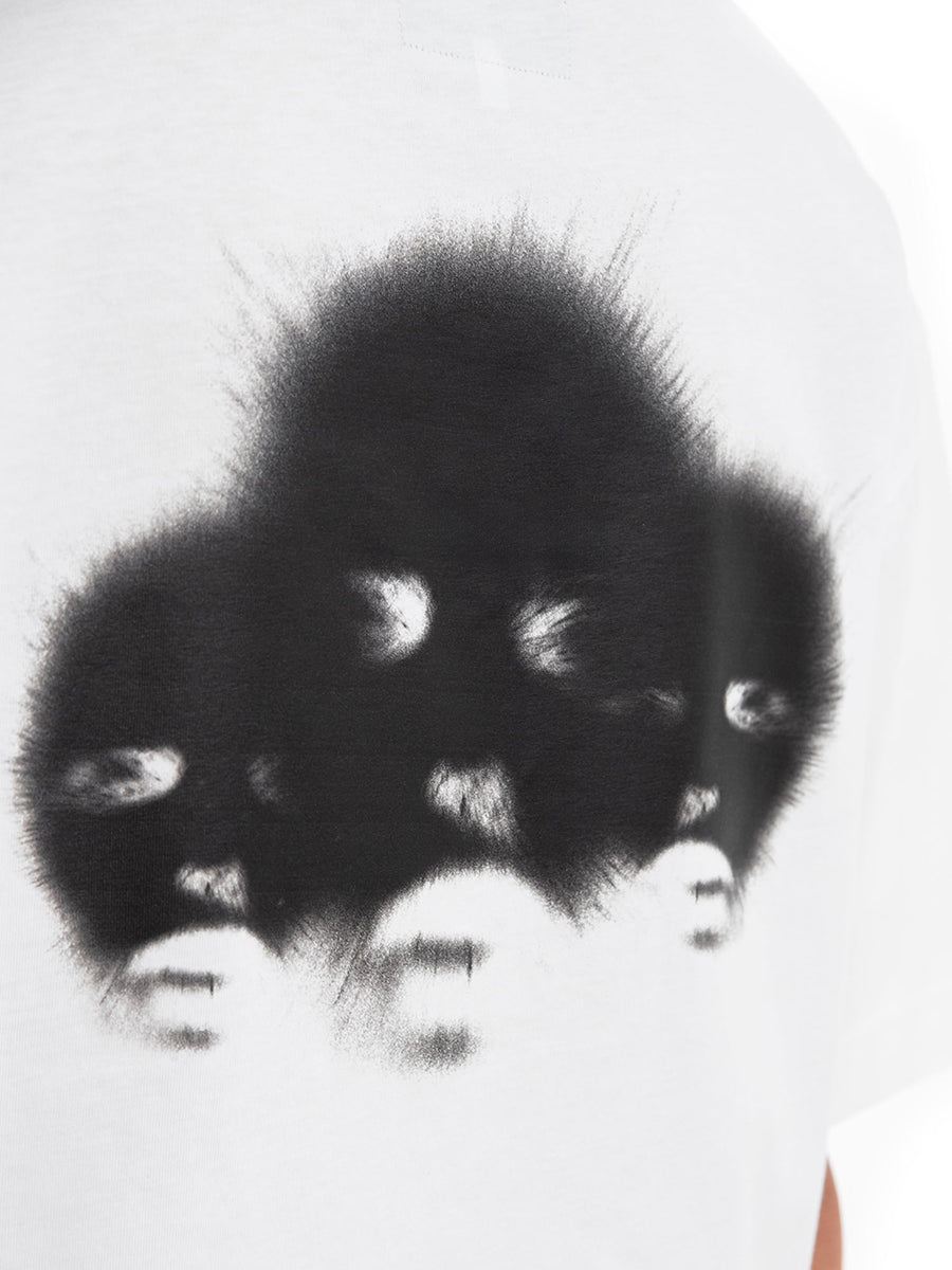 T-shirt bianca Triodrome, dettaglio della stampa sul retro
