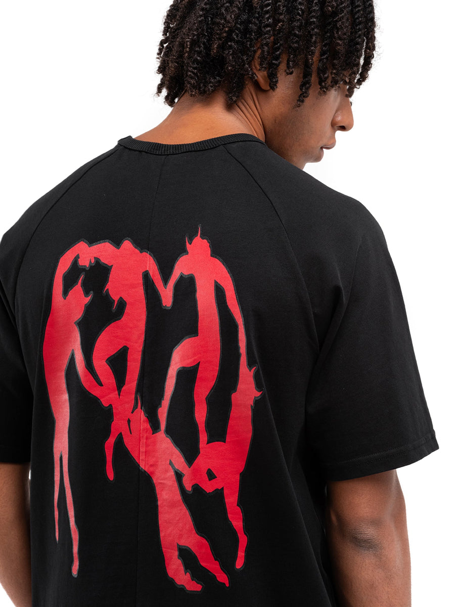 T-shirt nera Infernal Groove, dettaglio della stampa sul retro