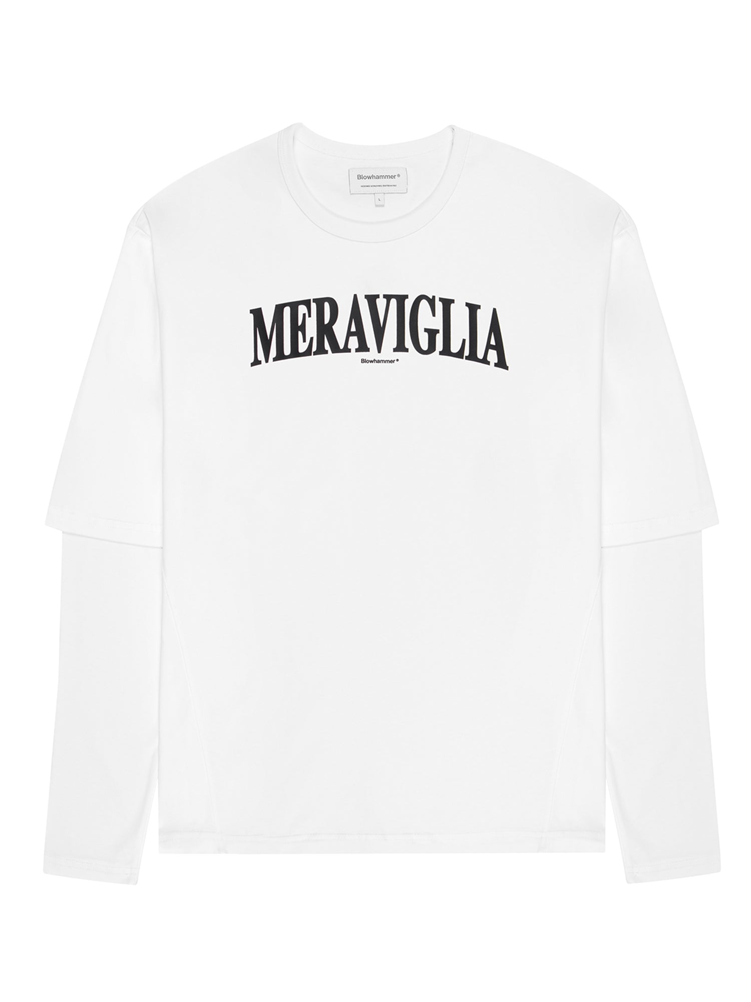 Vit långärmad T-shirt Meraviglia White, framifrån