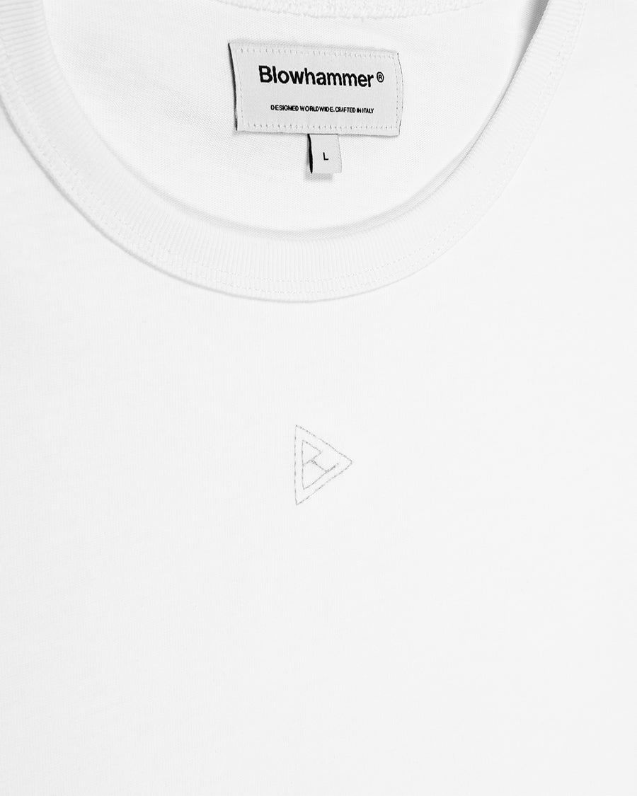 T-shirt a maniche lunghe bianca Minimal, dettaglio del collo