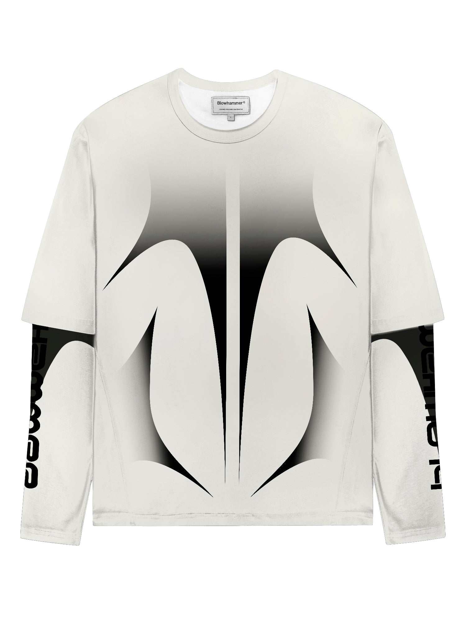 Tricou alb cu mânecă lungă Shaped Black, vedere din față, color_white