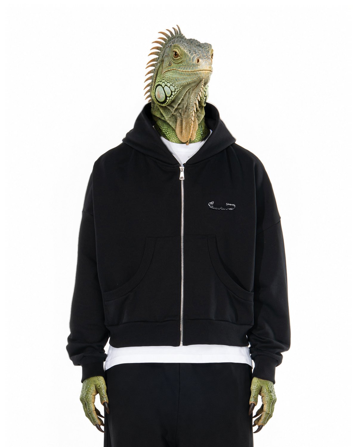 Personaje inventado, iguana verde, lleva BROKENHEART Sudadera con capucha