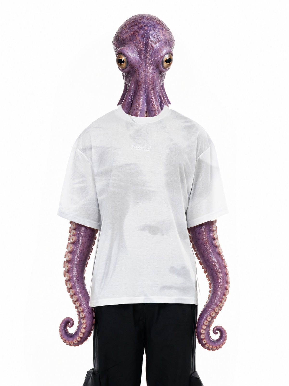 Personaggio inventato, polpo con i tentacoli al posto delle mani, indossa Stream All Over T-Shirt